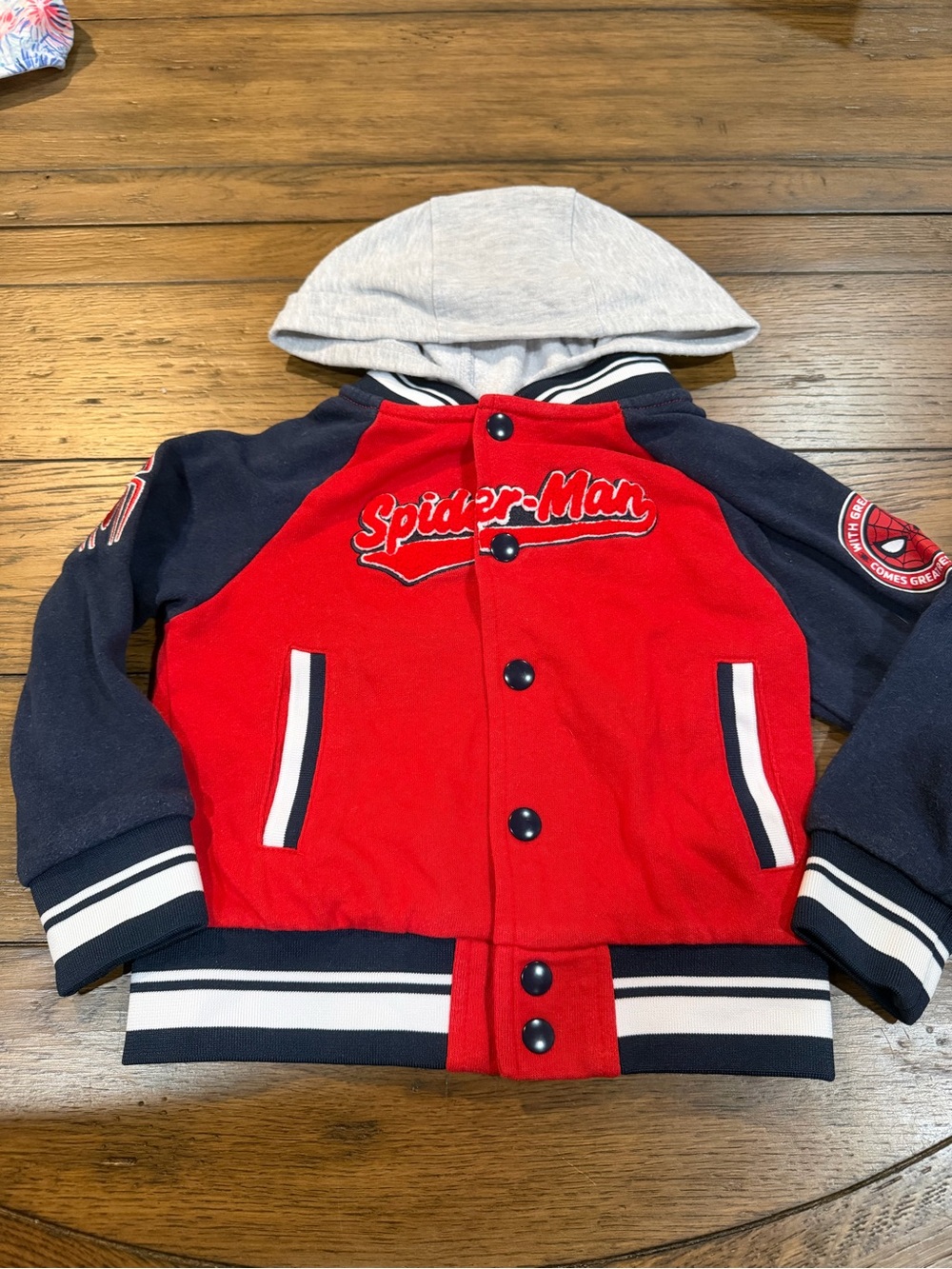 Spiderman Red & Navy Lined Hoodie 3T kids (Brand Logo)